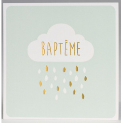 Faire-part baptême vert nuage pluie dorure BUROMAC Pirouette 2017 577.326