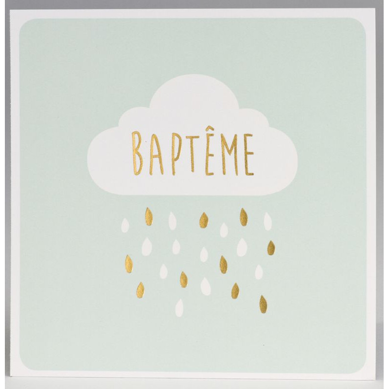 Faire-part baptême vert nuage pluie dorure BUROMAC Pirouette 2017 577.326 Faire-part baptême vert nuage pluie dorure BUROMAC Pirouette 2017 577.326