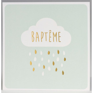 Faire-part baptême vert nuage pluie dorure BUROMAC Pirouette 2017 577.326