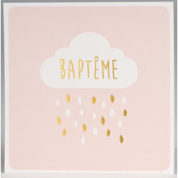 Faire-part baptême rose pluie dorure BUROMAC Pirouette 2017 577.327