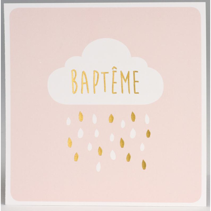 Faire-part baptême rose pluie dorure BUROMAC Pirouette 2017 577.327 Faire-part baptême rose pluie dorure BUROMAC Pirouette 2017 577.327