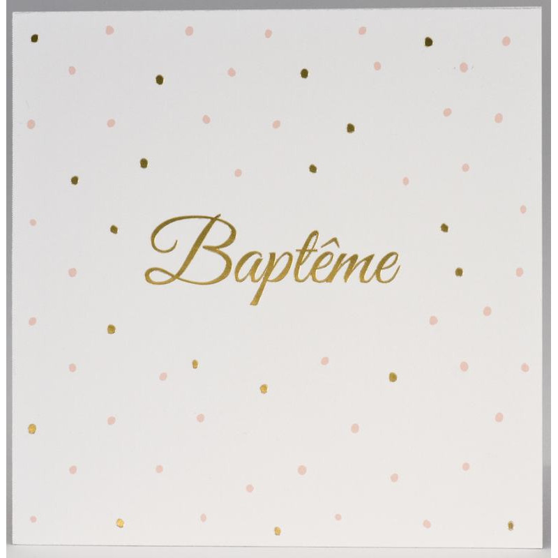 Faire-part baptême blanc rose pois dorure BUROMAC Pirouette 2017 577.350