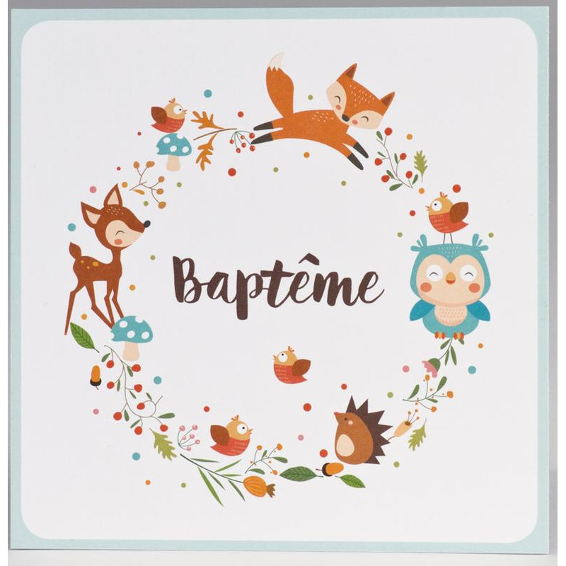 Faire-part baptême ronde des animaux de la orêt BUROMAC Pirouette 2017 577.392
