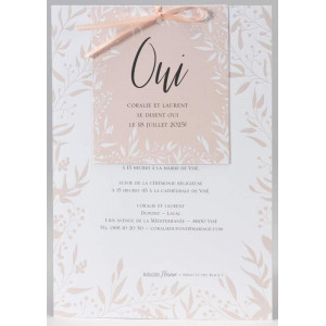 Faire-part mariage romantique poétique blanc rose BUROMAC Papillons 2018 108.059