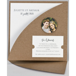 Faire-part mariage original kraft photo BUROMAC Papillons 2018 108.002-2