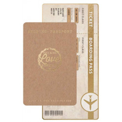 Faire-part mariage passeport billet avion chic kraft dorure BELARTO Collection Mariage 620017