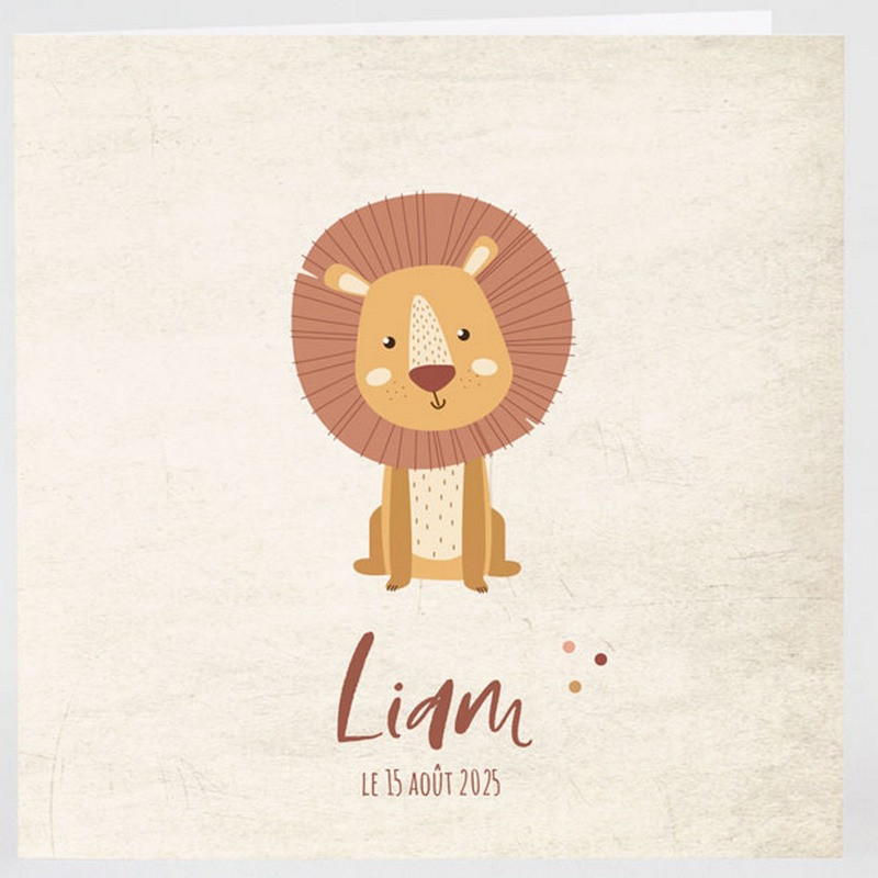 Faire-part naissance baptême original animaux savane lion Buromac Baby Folly (2022) 581.019 Faire-part naissance baptême original animaux savane lion Buromac Baby Folly (2022) 581.019
