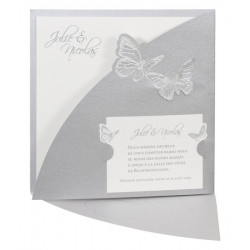 Faire-part de mariage pochette papillons gris dorure argent BUROMAC Papillons 2018 102.059-2
