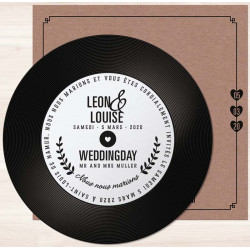 Faire part mariage originale disque style vinyle Belarto Yes We Do ! 728018 recto du disque