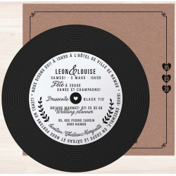 Faire part mariage originale disque style vinyle Belarto Yes We Do ! 728018 verso du disque