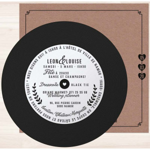 Faire part mariage originale disque style vinyle Belarto Yes We Do ! 728018 verso du disque