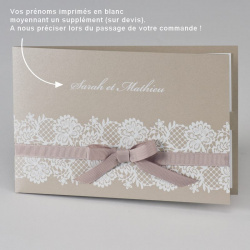 Faire-part mariage vintage chic brun irisé motifs dentelle BUROMAC Papillons 2018 108.061-4