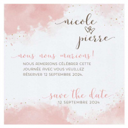 Carte lunch ou remerciements classique chic blanche touche rose BELARTO Collection Mariage 2020 620506