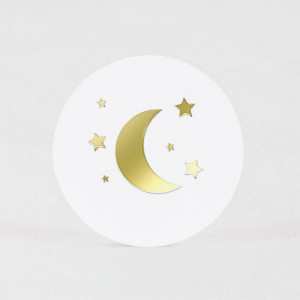 10x stickers blanc lune étoiles dorure BUROMAC Baby Folly (2022) 571.124