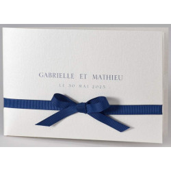 Faire-part mariage élégant crème irisé ruban bleu BUROMAC Papillons 2018 108.119