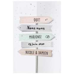 Faire part mariage original pancartes voyage couleurs pastelles Belarto Yes We Do ! 728000