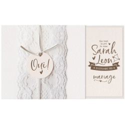 Faire-part mariage chic original crème dentelle BELARTO Collection Mariage 2020 620016