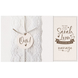 Faire-part mariage chic original crème dentelle BELARTO Collection Mariage 2020 620016