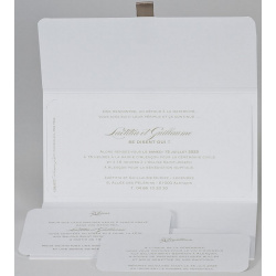 Faire-part mariage pocketfold classique chic blanc pois dorés BUROMAC Papillons 2018 108.077-3