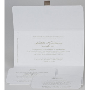 Faire-part mariage pocketfold classique chic blanc pois dorés BUROMAC Papillons 2018 108.077-3