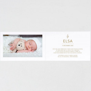Faire-part naissance ou baptême élégant chic motif pierre beige 581.047-2