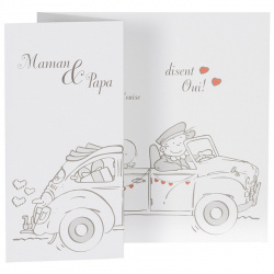 Faire part de mariage humoristique couple voiture  Buromac la vie en rose 104.059-2