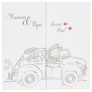 Faire part de mariage humoristique couple voiture  Buromac la vie en rose 104.059