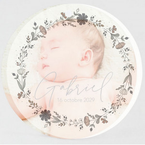 Faire-part naissance ou baptême original disque nature fleurs calque Buromac Baby Folly (2022) 581.011