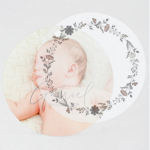 Faire-part naissance ou baptême original disque nature fleurs calque Buromac Baby Folly (2022) 581.011-2