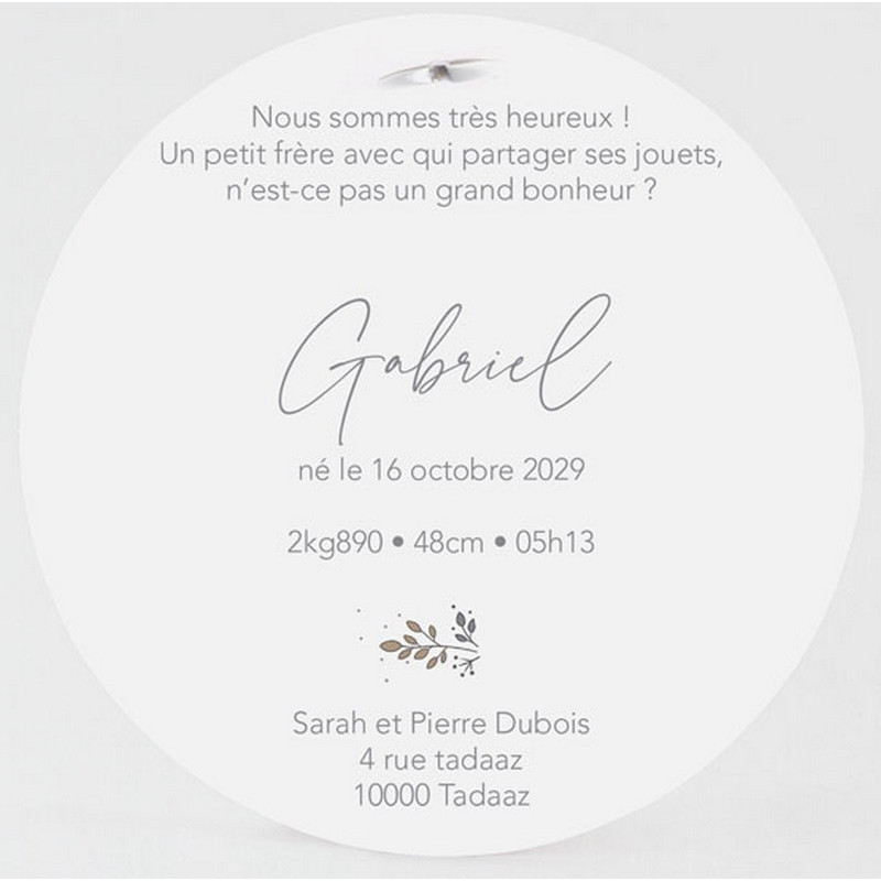 Faire-part naissance baptême disque fleurs des champs calque