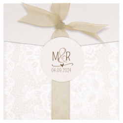 Faire-part mariage classique chic crème pochette ruban BELARTO Collection Mariage 620029