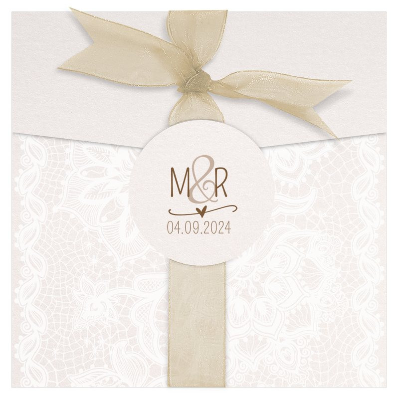 Faire-part mariage classique chic crème pochette ruban BELARTO Collection Mariage 620029 Faire-part mariage classique chic crème pochette ruban BELARTO Collection Mariage 620029