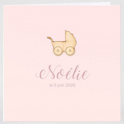 Faire-part naissance ou baptême élégant simple rose pâle Buromac Baby Folly (2022) 581.187