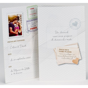 Faire-part mariage original passeport photo Buromac La Vie en Rose 106.076-2