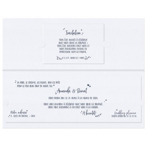 Faire-part mariage élégant blanc irisé bandeau bleu feuilles dorées BELARTO Collection Mariage 2020 620021-2
