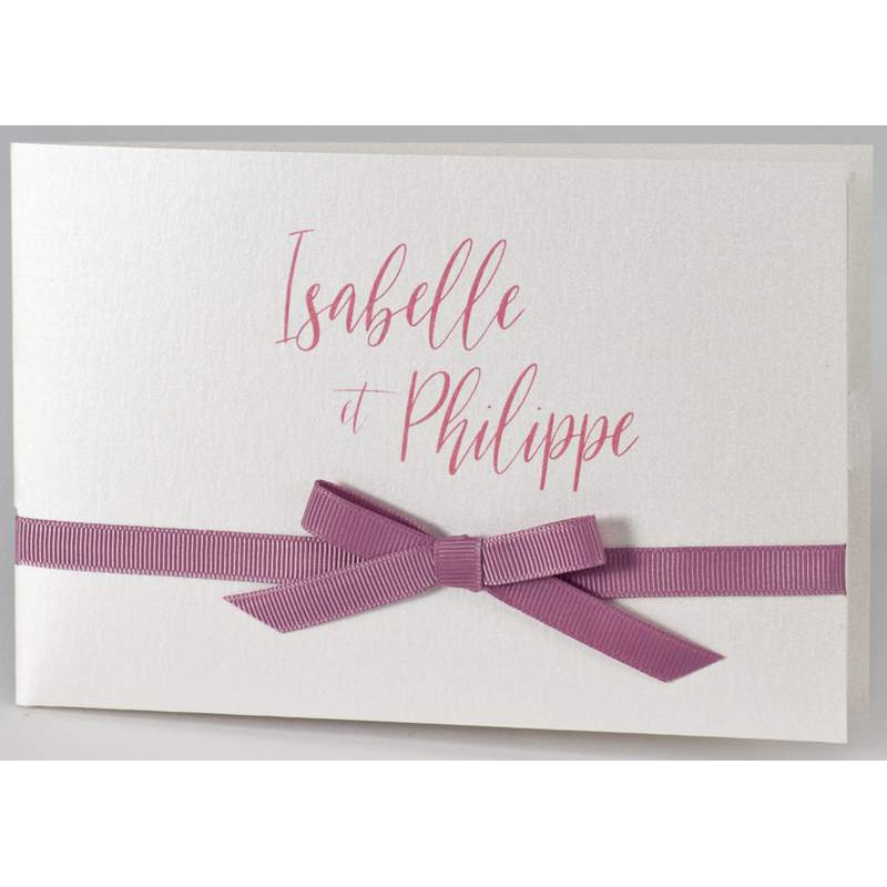 Faire-part mariage élégant crème irisé ruban rose BUROMAC Papillons 2018 108.118