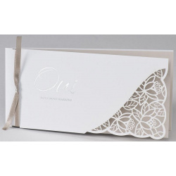 Faire-part mariage original blanc découpe dentelle argenture BUROMAC Papillons 2018 108.095
