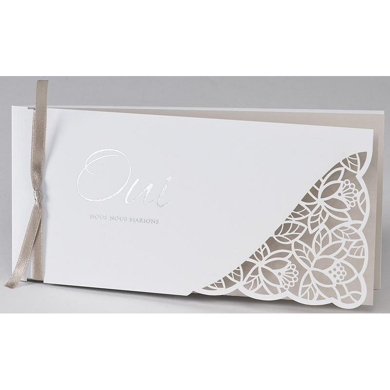 Faire-part mariage original blanc découpe dentelle argenture BUROMAC Papillons 2018 108.095 Faire-part mariage original blanc découpe dentelle argenture BUROMAC Papillons 2018 108.095
