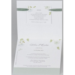 Faire-part mariage poétique nature blanc vert BUROMAC Papillons 2018 108.008-2