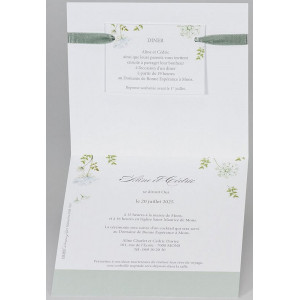 Faire-part mariage poétique nature blanc vert BUROMAC Papillons 2018 108.008-2