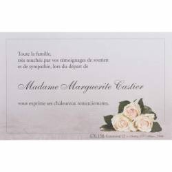 Carte remerciements décès funérailles fleur roses blanches BUROMAC 670.158