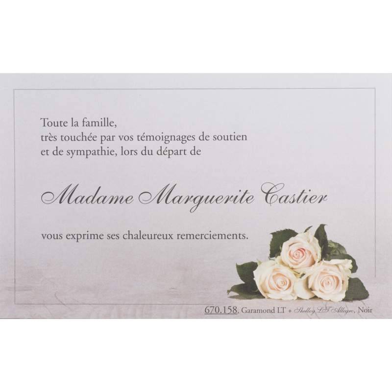 Carte remerciements décès funérailles fleur roses blanches BUROMAC 670.158 Carte remerciements décès funérailles fleur roses blanches BUROMAC 670.158