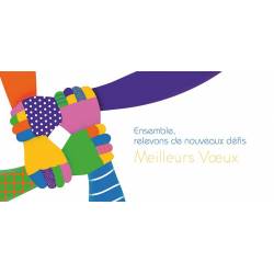 Carte de Vœux solidarité entraide mains multicolores Faire Part Select BTB636