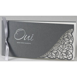 Faire-part mariage élégant chic gris découpe dentelle BUROMAC Papillons 2018 108.112