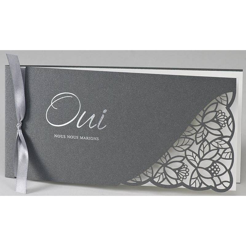 Faire-part mariage élégant chic gris découpe dentelle BUROMAC Papillons 2018 108.112 Faire-part mariage élégant chic gris découpe dentelle BUROMAC Papillons 2018 108.112