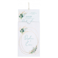 Faire-part mariage élégant blanc irisé dorure feuillage BELARTO Collection Mariage 620014-2