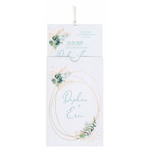 Faire-part mariage élégant blanc irisé dorure feuillage BELARTO Collection Mariage 620014-2