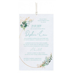 Faire-part mariage élégant blanc irisé dorure feuillage BELARTO Collection Mariage 620014-3
