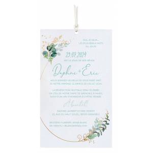 Faire-part mariage élégant blanc irisé dorure feuillage BELARTO Collection Mariage 620014-3