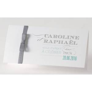 Faire-part mariage chic blanc ruban gris  Buromac Papillons 2018 105.032